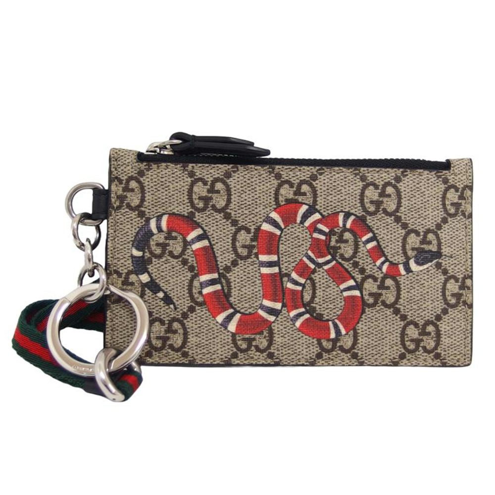 Gucci Kingsnake Gg Supreme ID Card Holder Biege